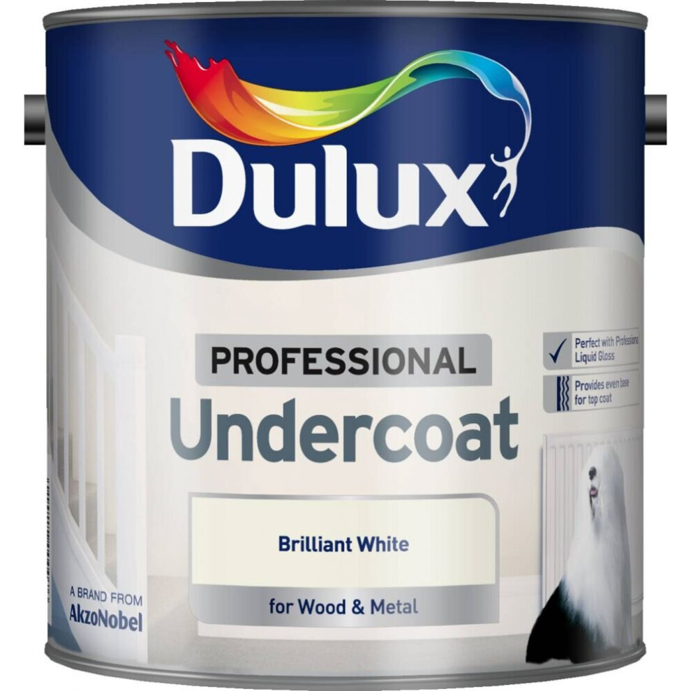 Professional Undercoat 2.5l, Brilliant White, By Dulux