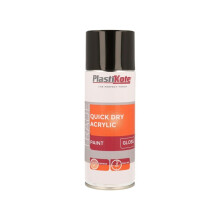 Quick Dry Acrylic Spray 400ml, Black Gloss, By Plastikote