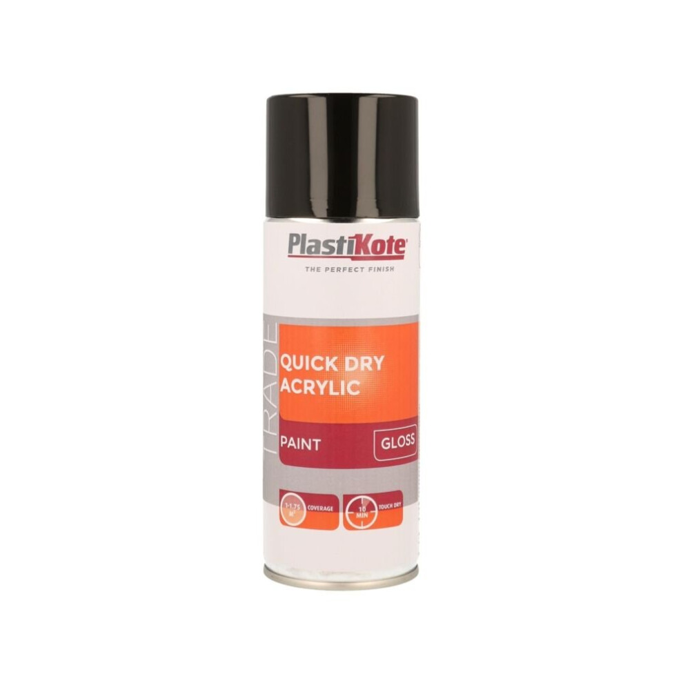 Plastikote Quick Dry Acrylic Spray 400Ml, Gloss, By Black