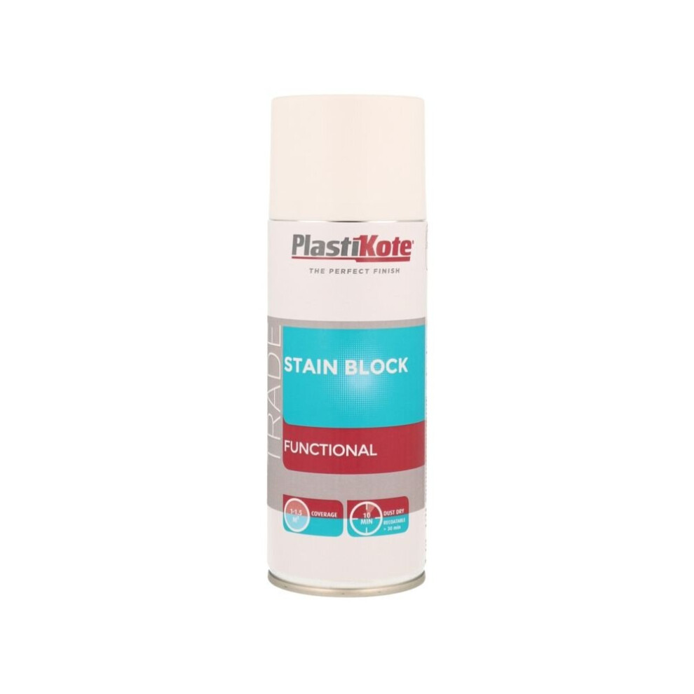 Stain Block Spray 400ml, White, By Plastikote