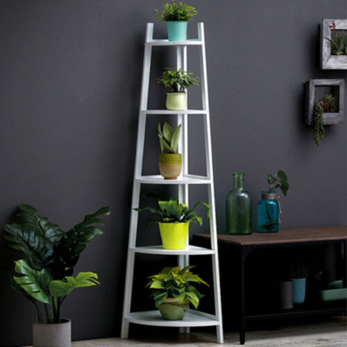 Living And Home 5-Tier Modern Corner Ladder Shelf Plant Stand 2
