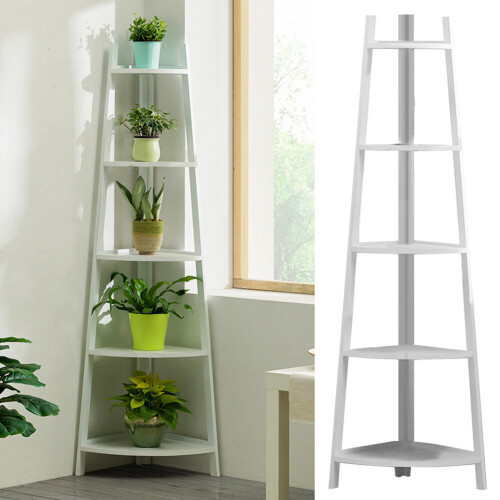 Living And Home 5-Tier Modern Corner Ladder Shelf Plant Stand 1
