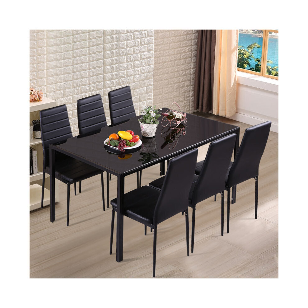 (140cm Table Only) Modern Tempered Glass Dining Table Kitchen Chairs