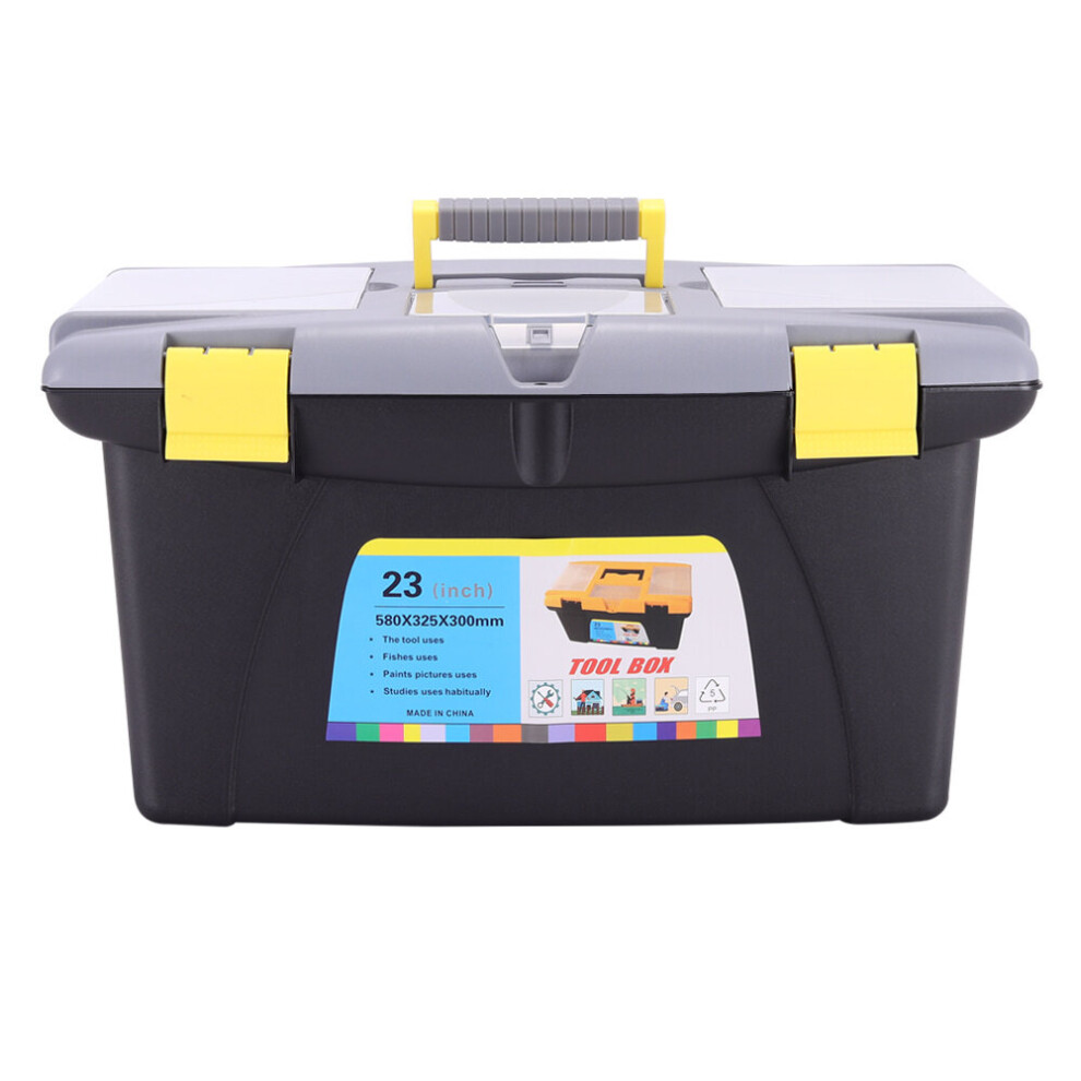 (23 inch) Plastic Tool Storage Box Organizer Lockable Case Removable Tray