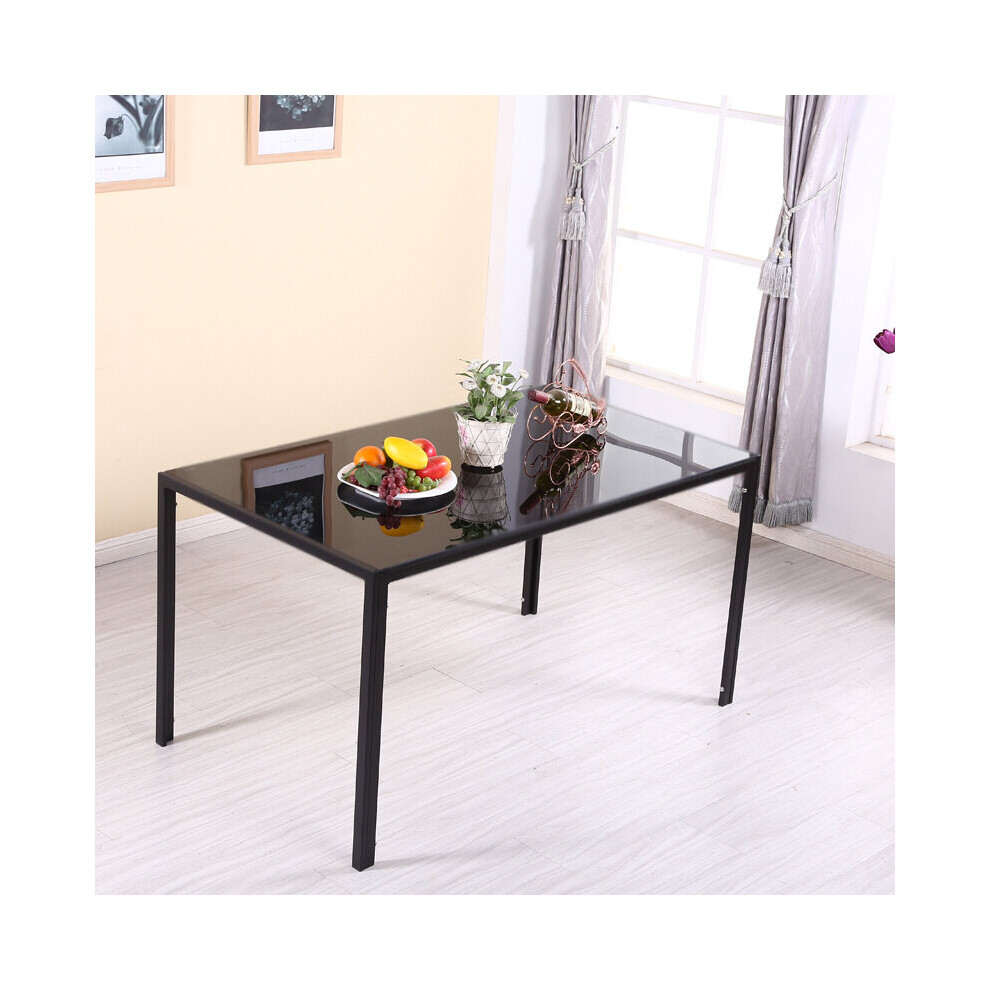 Living And Home (120Cm Table Only) Modern Tempered Glass Dining Table Kitchen Chairs Black/White