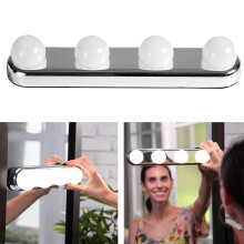 Hollywood Mirror Lights 4 LED Bulbs Cordless Dresser Wardrobe Lamp