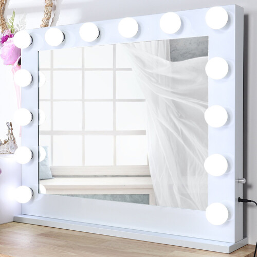 Living And Home Extra Large 80cm Hollywood Mirror LED Light Up 14 Globe Dressing Makeup Vanity
