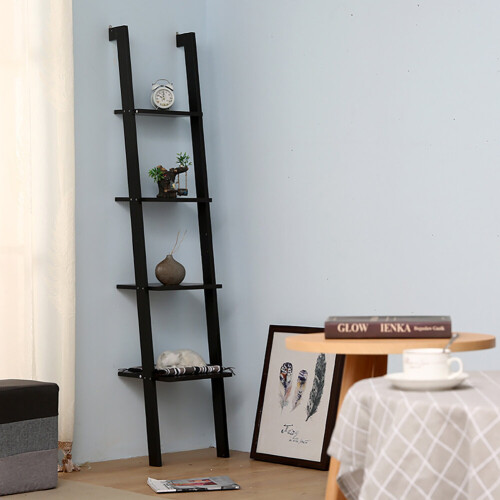 Living And Home 4 Tier Ladder Shelving Unit Display Bookshelf Bookcase Wall Shelf Storage 2