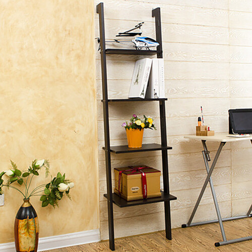 Living And Home 4 Tier Ladder Shelving Unit Display Bookshelf Bookcase Wall Shelf Storage 1