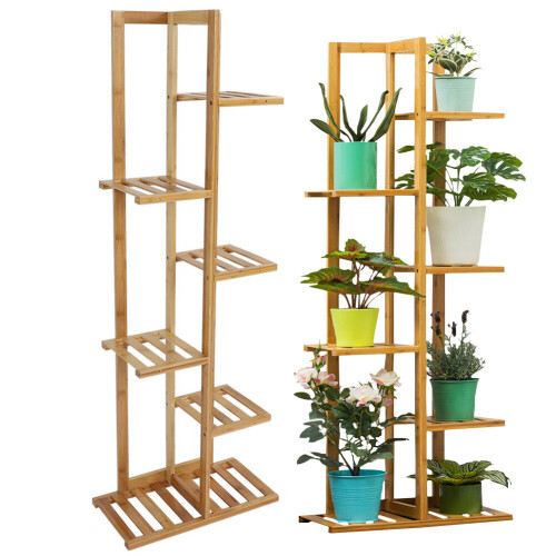 Living And Home Rustic Wooden Multi-Tiered Potted Plant Stand 2