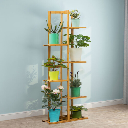Living And Home Rustic Wooden Multi-Tiered Potted Plant Stand 1