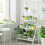 Living And Home (White) 3 Tier Foldable Plant Stand Ladder Shelf with Hanging Bar 2