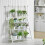 Living And Home (White) 3 Tier Foldable Plant Stand Ladder Shelf with Hanging Bar 3