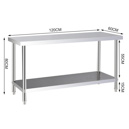 Living And Home Kitchen Work Table 120x60x80cm Stainless Steel 2