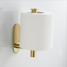 (Gold) Chrome Wall Mounted Toilet Roll Holder Stainless Steel Paper Stand Stick on Wall