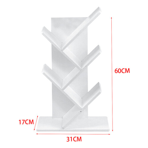 Living And Home (White, 5 Tier) Freestanding Tree Bookshelf Wood Display Shelf Organiser 2