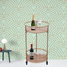 Small Round Bar Cart/Drinks Trolley - Rose Gold