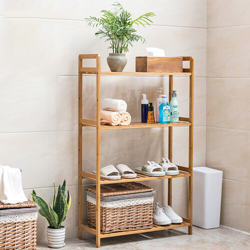 Living And Home (100*68*25cm, 4 Tier) Tiered Bamboo Wood Bookcase Storage Shelf 1