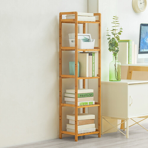 Living And Home (128*35*25cm, 5 Tier) Tiered Bamboo Wood Bookcase Storage Shelf 2