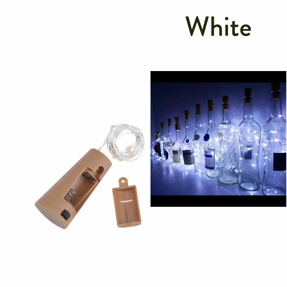 (White) 4Pcs 1M LED Cork Shaped Copper Wire String Light Wine Bottle DIY