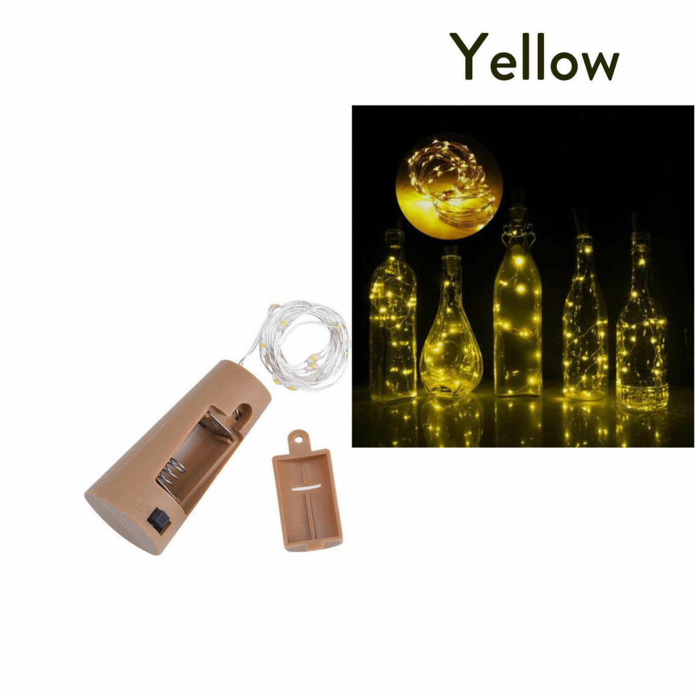 (Yellow) 4Pcs 1M LED Cork Shaped Copper Wire String Light Wine Bottle DIY