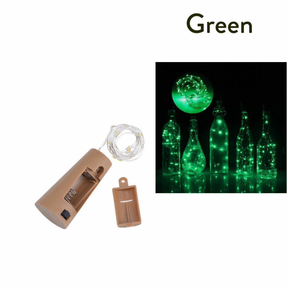 (Green) 4Pcs 1M LED Cork Shaped Copper Wire String Light Wine Bottle DIY