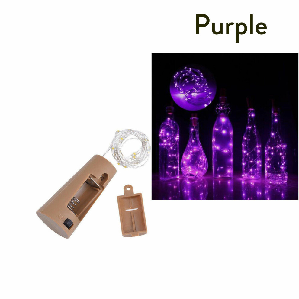 (Purple) 4Pcs 1M LED Cork Shaped Copper Wire String Light Wine Bottle DIY