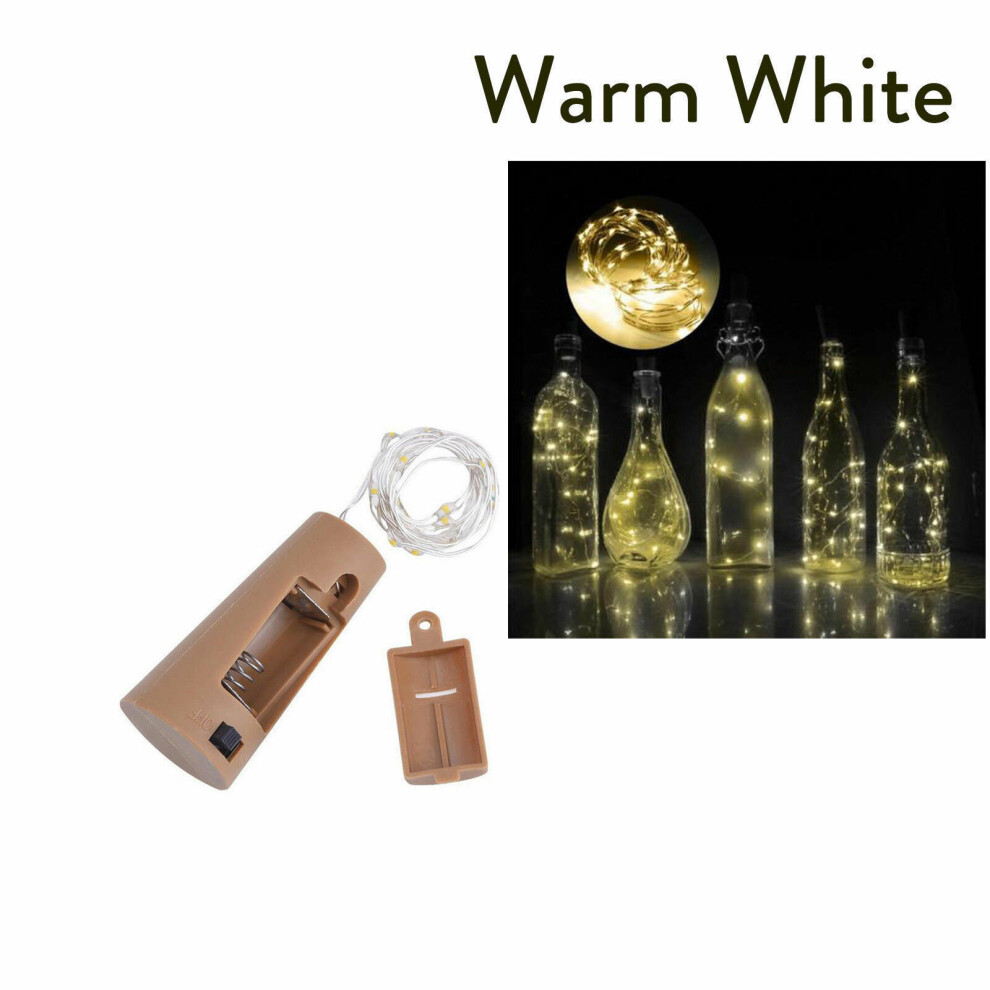 (Warm White) 4Pcs 1M LED Cork Shaped Copper Wire String Light Wine Bottle DIY