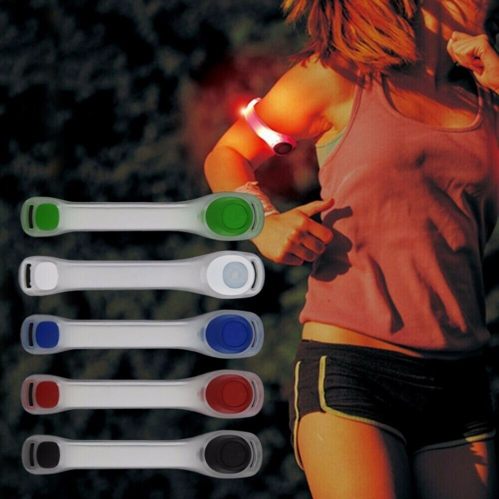 (Red) 2Pcs Reflective Safety Belt Arm Strap Night Cycling Running LED Armband Light