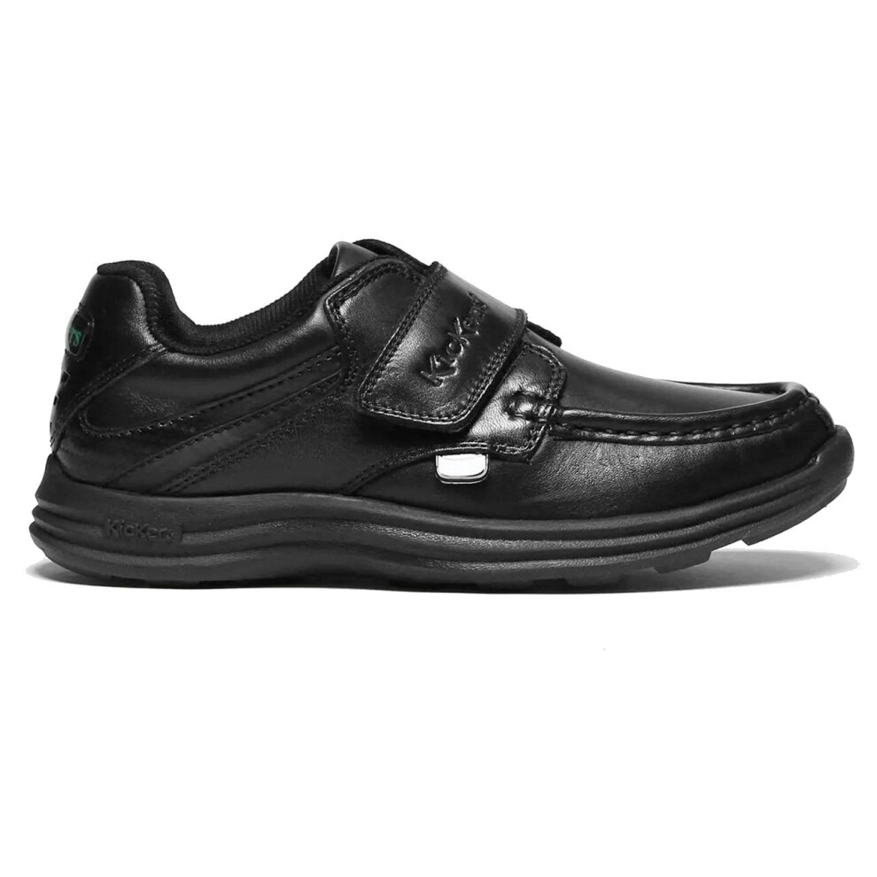 Kickers Youth Reasan Strap Leather Shoe, Black, Size 5 Older - Image 2