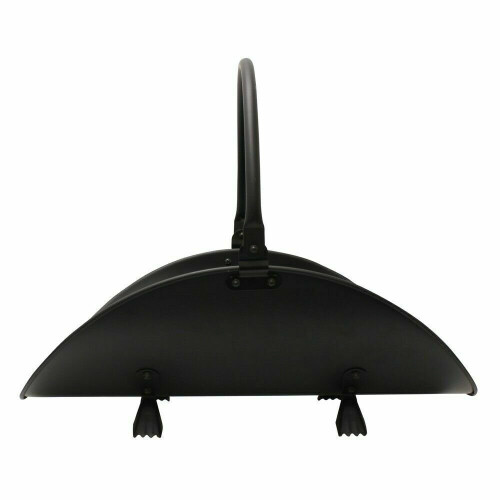 Black Steel Cast Iron Firewood Fireplace Log Holder Basket With Handle 1