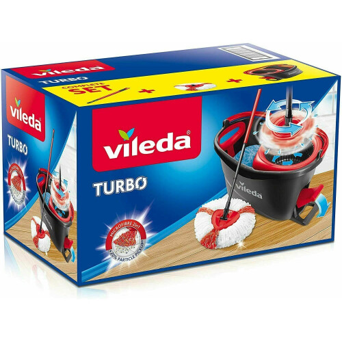 Vileda Vileda Turbo Microfibre Smart Spin Cleaning Wring Mop & Bucket Set 2