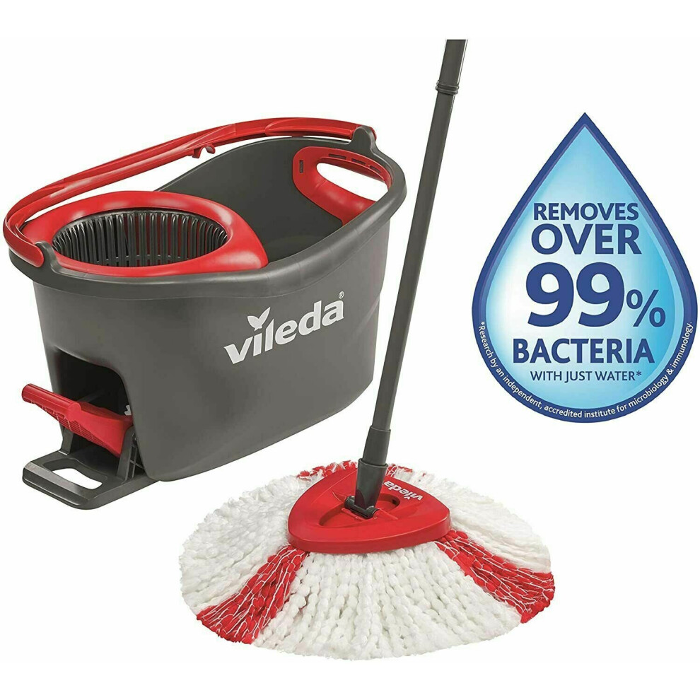 Vileda Turbo Microfibre Smart Spin Cleaning Wring Mop & Bucket Set