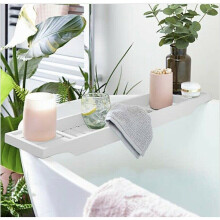 Essential Slatted Bathroom Caddy Organizer Soap Tablet Over Bath Rack