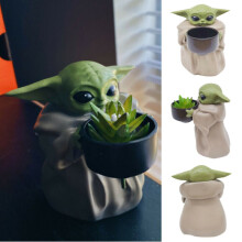 Baby Yoda Planter Pot Beeldje Creatief Ornament Bloempot & Gat Verjaardagscadeau