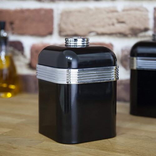 Swan Swan Retro Kitchen Storage Canisters Iron Square Black 1 Litre Set 3 2