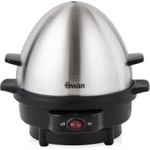 Swan 7 Egg Boiler Poacher Featuring 3 Cook Settings 350w Black Stainless Steel