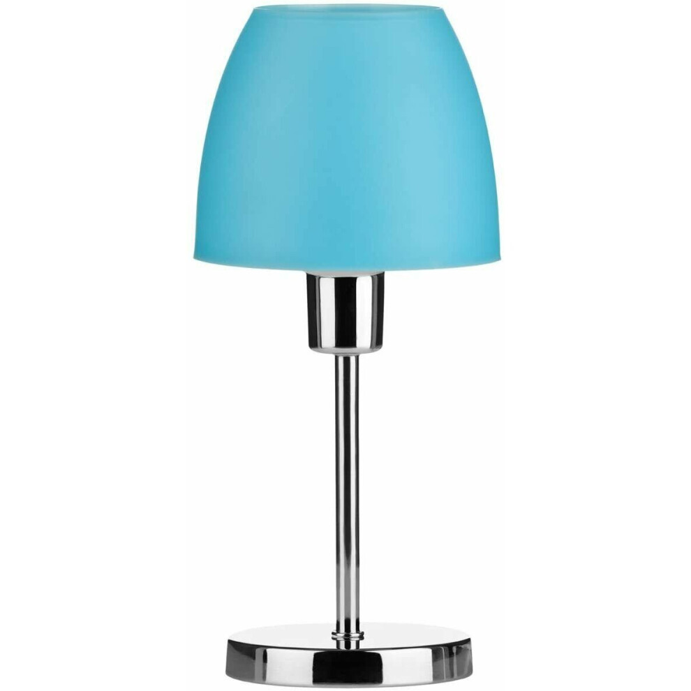 Turquoise Plastic Shade Chrome Base Home Study Bedroom Table Lamp