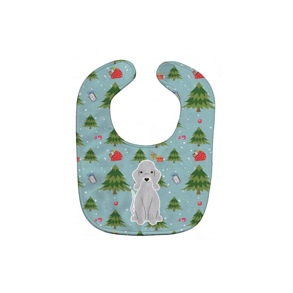 Christmas Bedlington Terrier Baby Bib Blue Stationx