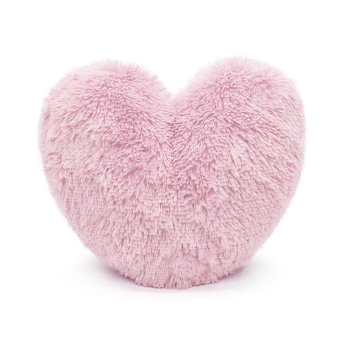 (Pink) Teddy Heart Fleece Shape Fluffy Filled Cushion