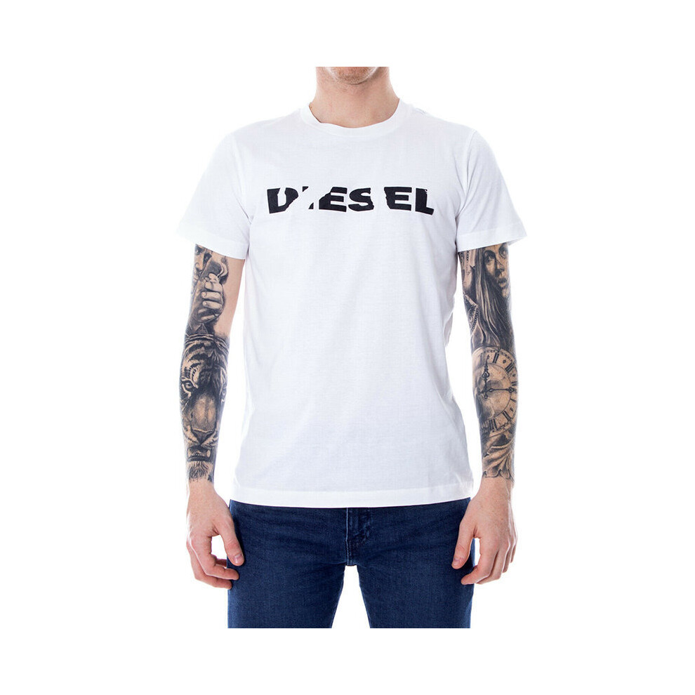 Diesel (L) T Diego Brok Mens T Shirt Crew Neck Tee White