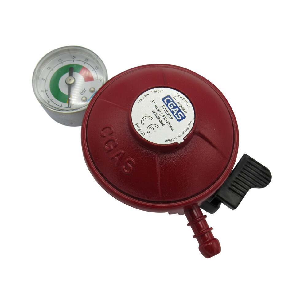 Propane Gas Regulator with Gauge - 27MM Clip On Calor Patio Heater