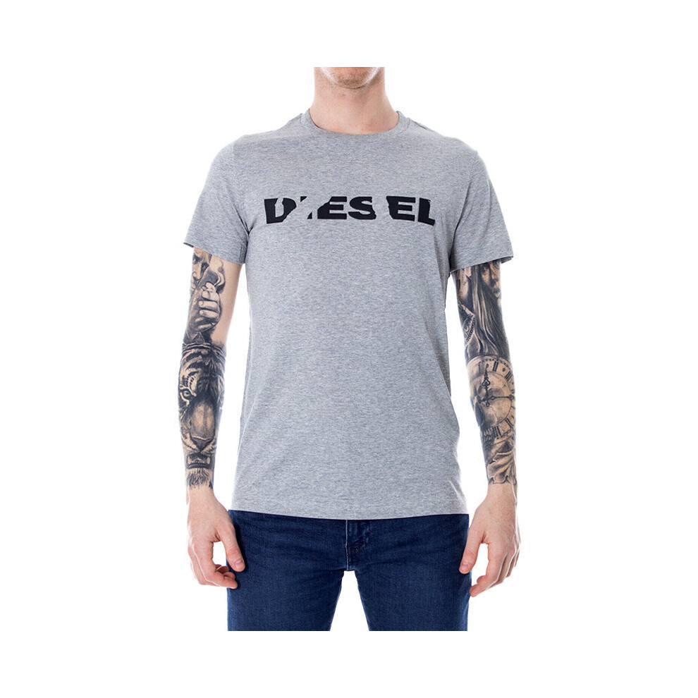 Diesel (S) T Diego Brok Mens T Shirt Short Sleeve Crew Neck Casual Cotton Tee Grey