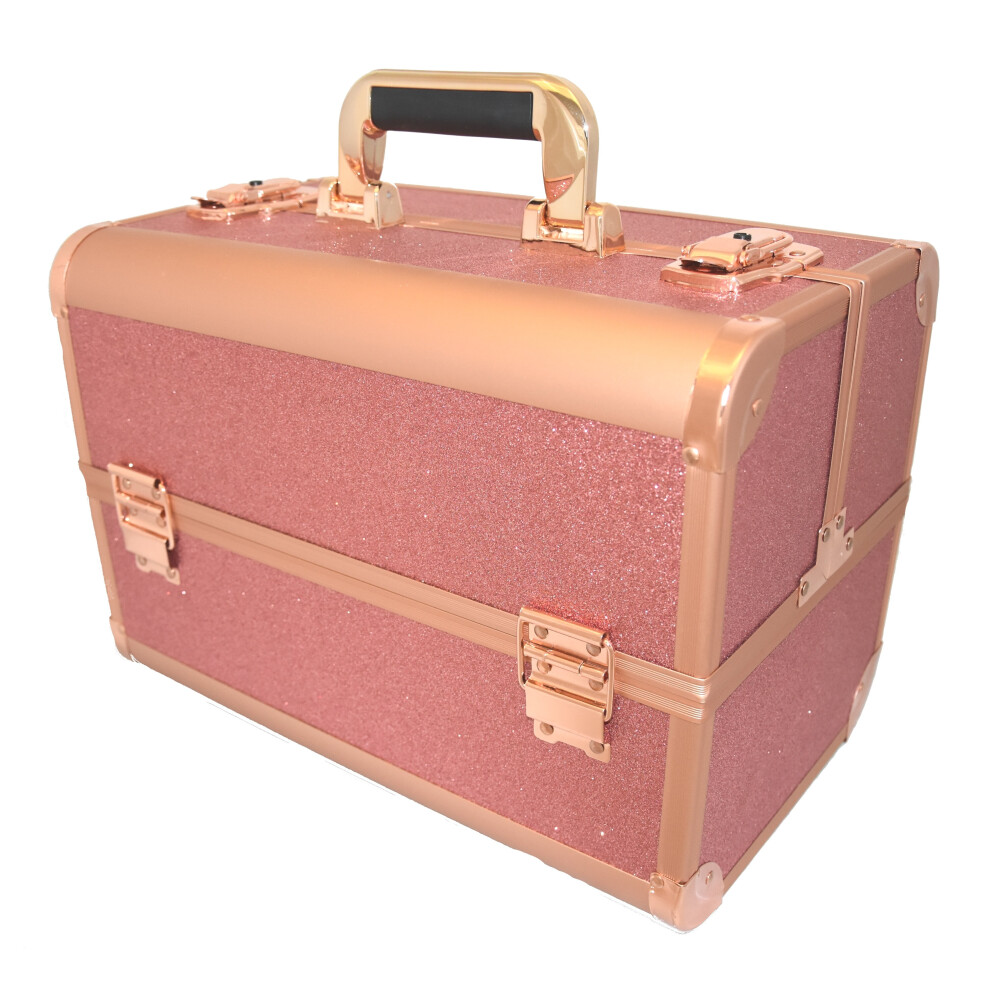 New Sturdy Large Big Rose Pink Cosmetics Vanity Makeup Beauty Case Box