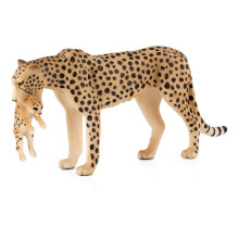 MOJO-nainen gepardi, jossa on pentu Wildlife Animal Model -leluhahmo