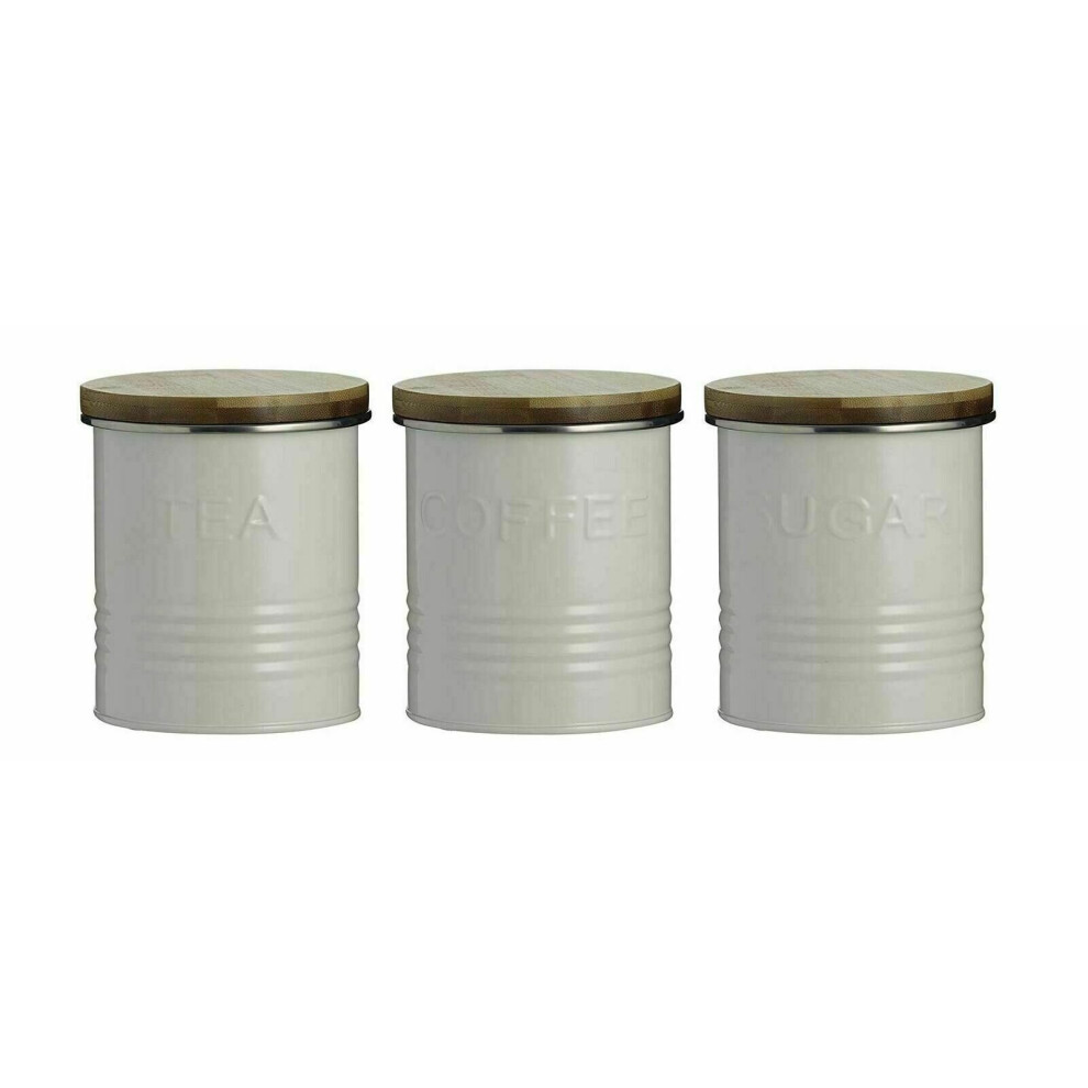 Typhoon Essentials Tea Coffee Sugar Storage Canister Jar Set Cream