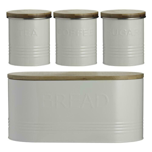 Typhoon Essential Tea Coffee Sugar Bread Bin Canister Set Cream on OnBuy