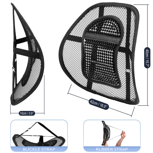 Lumbar Back Support for Office Chair, Car Seat Backrest Mesh - Black 1