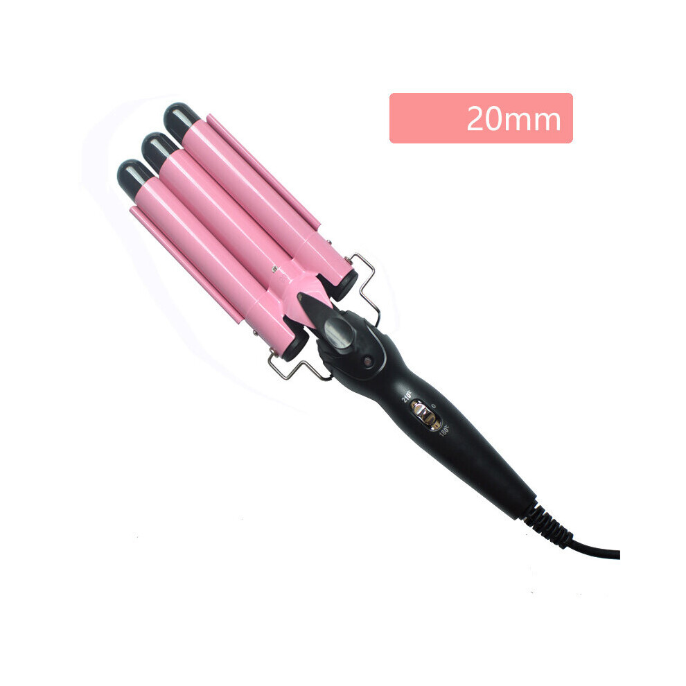 (22mm) 3 Barrel Ceramic Hair Crimper Iron Salon Styler Hair Curler Waver Fast Heating