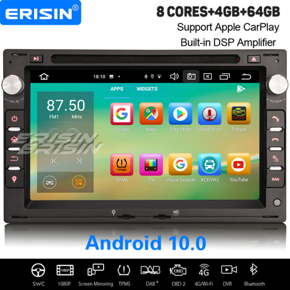 8-Core Android 10.0 Car Stereo Carplay Dab+ Dsp Sat Nav For Vw Polo Golf Mk4 T5 Peugeot 307 631851159878